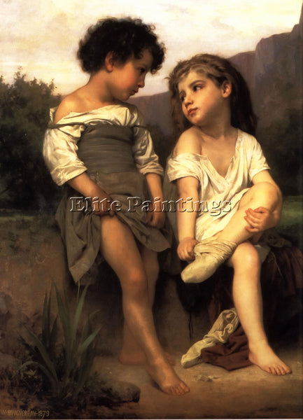 BOUGUEREAU AT THE EDGE OF THE BROOK ARTIST PAINTING REPRODUCTION HANDMADE OIL