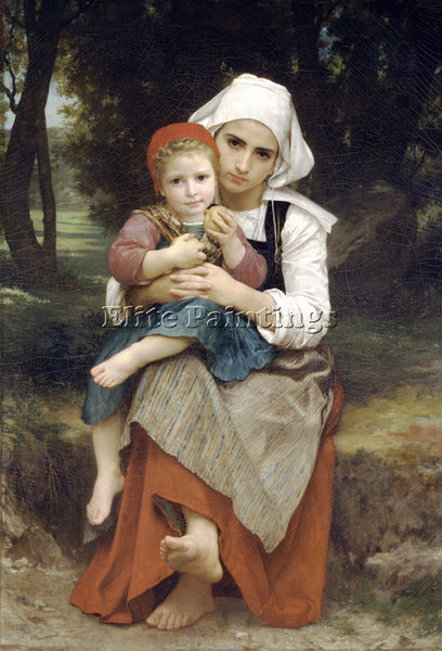 BOUGUEREAU BRETON BROTHER AND SISTER ARTIST PAINTING REPRODUCTION HANDMADE OIL