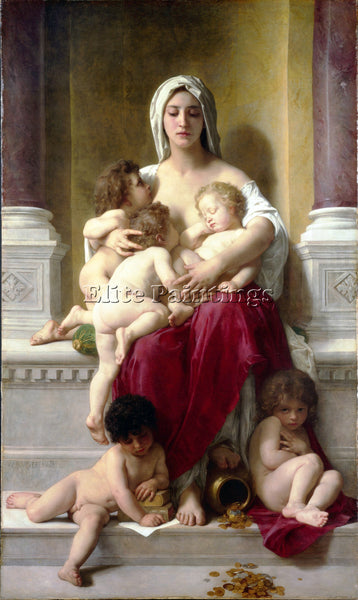 BOUGUEREAU CHARITY ARTIST PAINTING REPRODUCTION HANDMADE CANVAS REPRO WALL DECO