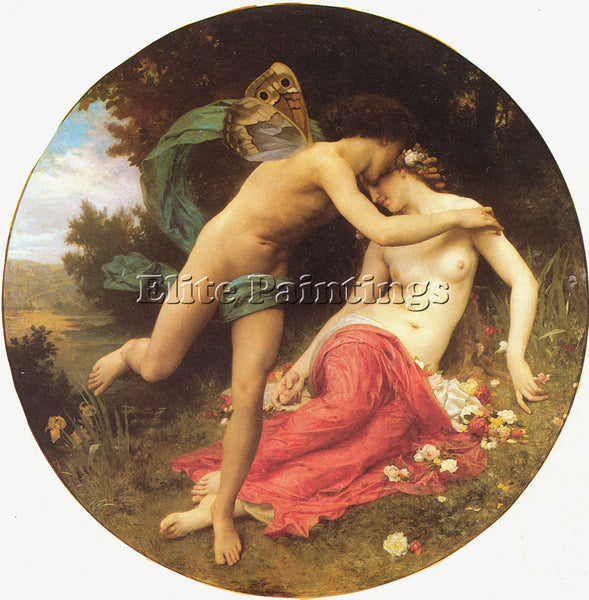 WILLIAM-ADOLPHE BOUGUEREAU CUPID AND PSYCHE ARTIST PAINTING HANDMADE OIL CANVAS