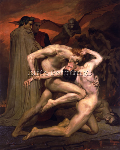 BOUGUEREAU DANTE AND VIRGIL IN HELL ARTIST PAINTING REPRODUCTION HANDMADE OIL
