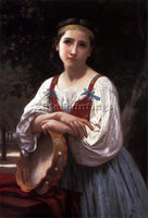 BOUGUEREAU GYPSY GIRL WITH A BASQUE DRUM ARTIST PAINTING REPRODUCTION HANDMADE