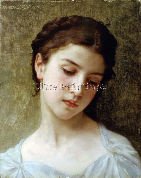 BOUGUEREAU HEAD OF A YOUNG GIRL 1898 ARTIST PAINTING REPRODUCTION HANDMADE OIL