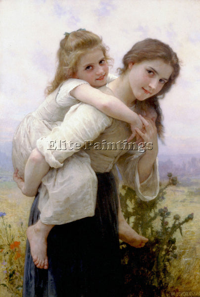 BOUGUEREAU NOT TOO MUCH TO CARRY ARTIST PAINTING REPRODUCTION HANDMADE OIL REPRO