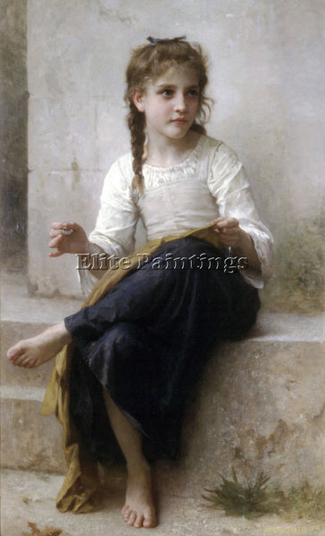 BOUGUEREAU SEWING ARTIST PAINTING REPRODUCTION HANDMADE CANVAS REPRO WALL DECO