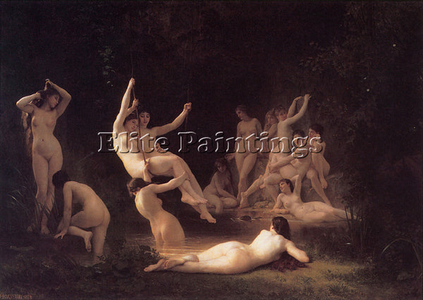 WILLIAM-ADOLPHE BOUGUEREAU THE NYMPHAEUM ARTIST PAINTING REPRODUCTION HANDMADE