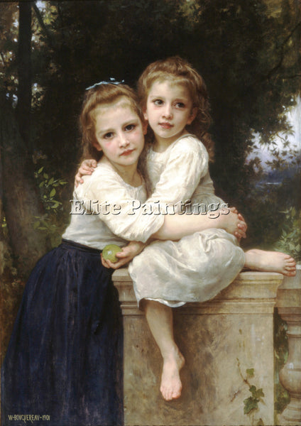 BOUGUEREAU TWO SISTERS ARTIST PAINTING REPRODUCTION HANDMADE CANVAS REPRO WALL