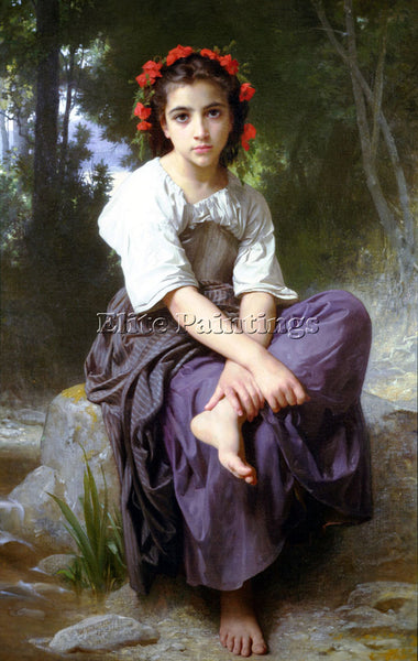 FRENCH BOUGUEREAU WILLIAM ADOLPHE AT THE EDGE ARTIST PAINTING REPRODUCTION OIL