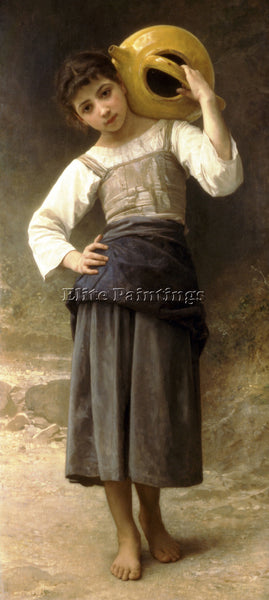BOUGUEREAU YOUNG GIRL GOING TO THE SPRING ARTIST PAINTING REPRODUCTION HANDMADE