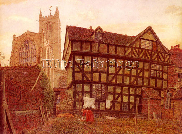 BRITISH BOYCE GEORGE PRICE CHURCH AND ANCIENT UNINHABITED HOUSE LUDLOW PAINTING
