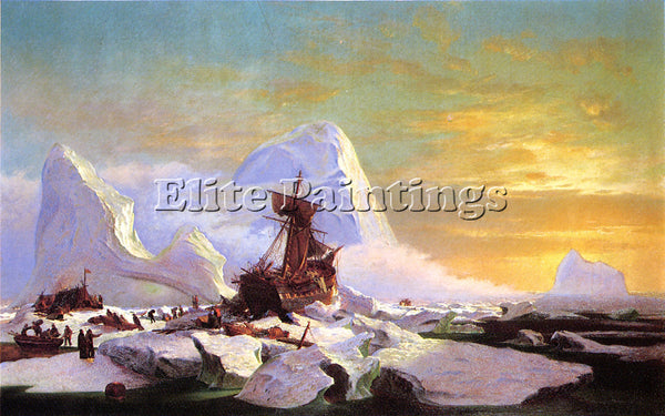 WILLIAM BRADFORD CRUSHED IN THE ICE ARTIST PAINTING REPRODUCTION HANDMADE OIL