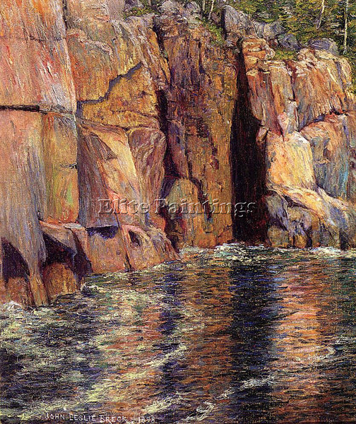 AMERICAN BRECK JOHN LESLIE THE CLIFFS AT IRONBOUND ISLAND MAINE ARTIST PAINTING - Oil Paintings Gallery Repro