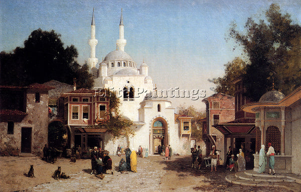 FRENCH BREST GERMAIN FABIUS OUTSIDE THE MOSQUE ARTIST PAINTING REPRODUCTION OIL
