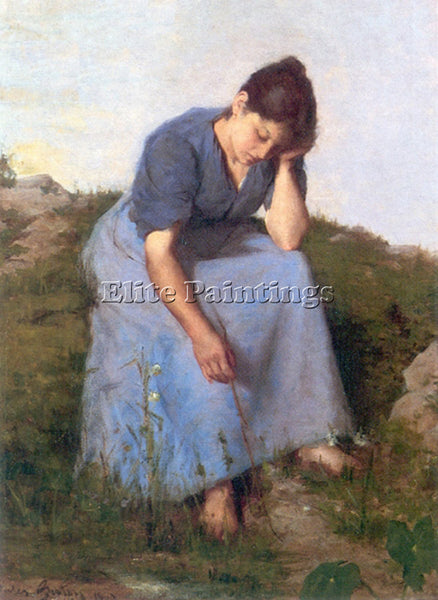 JULES BRETON YOUNG WOMAN IN A FIELD ARTIST PAINTING REPRODUCTION HANDMADE OIL