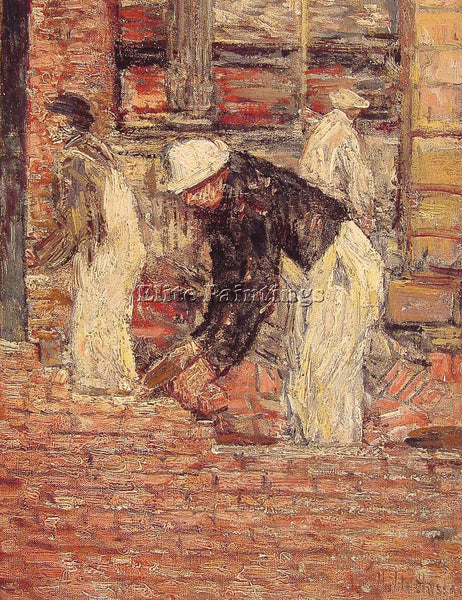 CHILDE HASSAM BRICKLAYERS ARTIST PAINTING REPRODUCTION HANDMADE OIL CANVAS REPRO