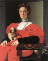 AGNOLO BRONZINO PORTRAIT OF A LADY WITH A PUPPY ARTIST PAINTING REPRODUCTION OIL