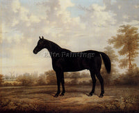 AUSTRIAN BROWN E DARK BAY HUNTER IN A WOODED LANDSCAPE ARTIST PAINTING HANDMADE