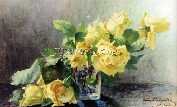ITALIAN BUCCHI ERMOCRATE LE ROSE GIALLE ARTIST PAINTING REPRODUCTION HANDMADE