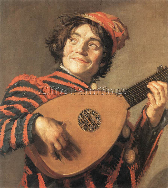 FRANS HALS BUFFOON PLAYING A LUTE ARTIST PAINTING REPRODUCTION HANDMADE OIL DECO