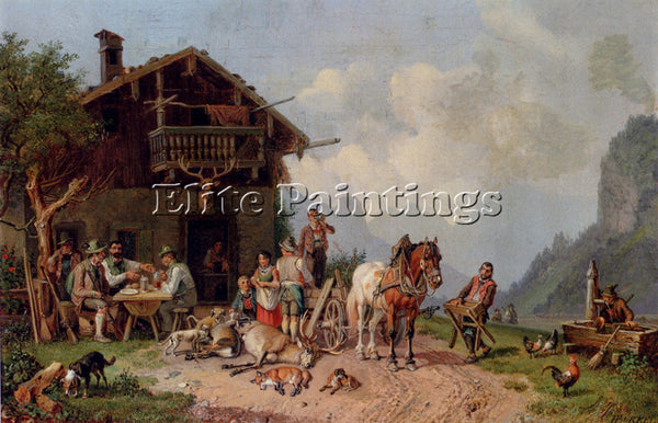 GERMAN BURKEL HEINRICH AFTER THE HUNT ARTIST PAINTING REPRODUCTION HANDMADE OIL