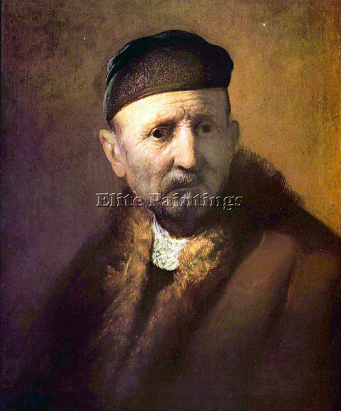 REMBRANDT BUST OF AN OLD MAN WITH A CAP ARTIST PAINTING REPRODUCTION HANDMADE