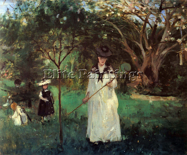 MORISOT BUTTERFLY HUNTING ARTIST PAINTING REPRODUCTION HANDMADE OIL CANVAS REPRO