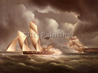 BUTTERSWORTH EDWARD BRITISH FRIGATE ATTACKING PIRATE LUGGER AT NIGHT OIL CANVAS - Oil Paintings Gallery Repro