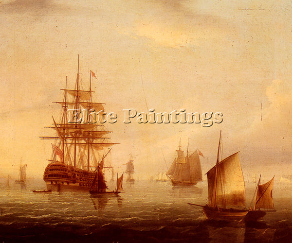 AMERICAN BUTTERSWORTH JAMES E SAILING VESSELS OFF A COASTLINE PAINTING HANDMADE - Oil Paintings Gallery Repro
