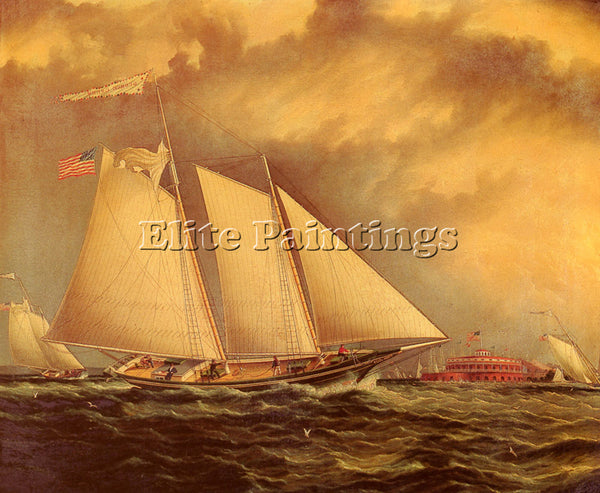 AMERICAN BUTTERSWORTH JAMES E YACHTING OFF CASTLE GARDEN ARTIST PAINTING CANVAS - Oil Paintings Gallery Repro