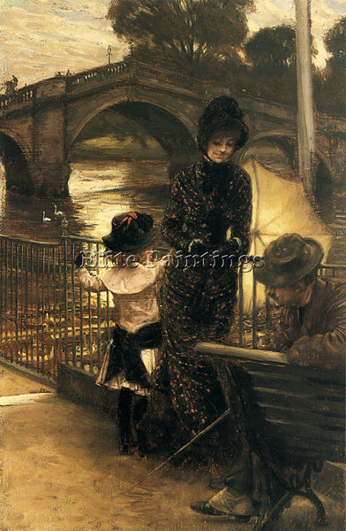 JAMES JACQUES-JOSEPH TISSOT BY THE THAMES AT RICHMOND ARTIST PAINTING HANDMADE