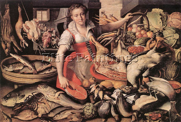 ITALIAN CAMPI VINCENZO CHRIST IN THE HOUSE OF MARY AND MARTHA PAINTING HANDMADE