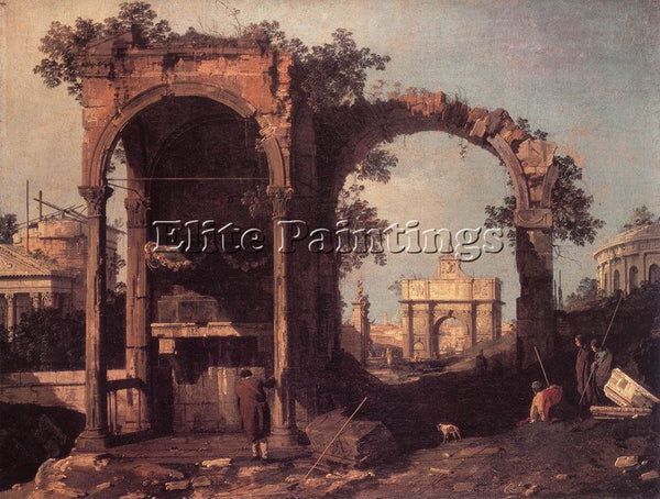 CANALETTO  CAPRICCIO RUINS AND CLASSIC BUILDINGS ARTIST PAINTING HANDMADE CANVAS