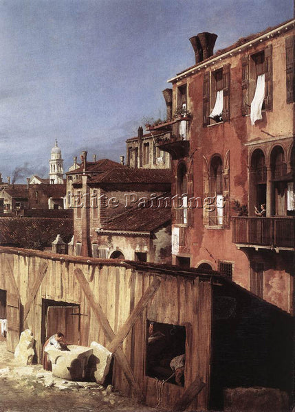 CANALETTO  THE STONEMASONS YARD DETAIL ARTIST PAINTING REPRODUCTION HANDMADE OIL