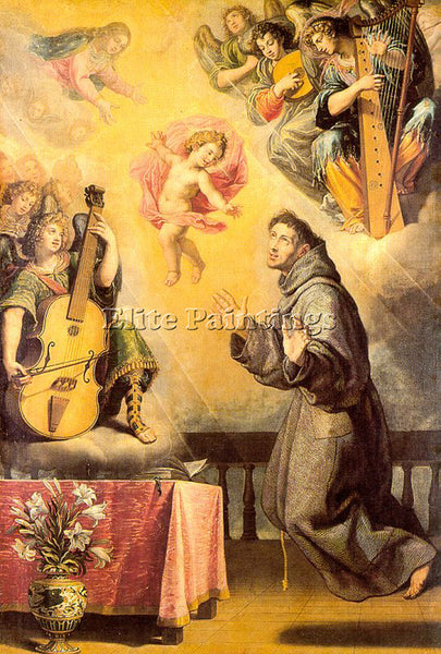 SPANISH CARDUCHO VICENTE THE VISION OF ST ANTHONY OF PADAU ARTIST PAINTING REPRO