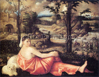 ITALIAN CARIANI RECLINING WOMAN IN A LANDSCAPE ARTIST PAINTING REPRODUCTION OIL