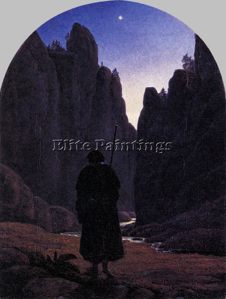 GERMAN CARUS CARL GUSTAV PILGRIM IN A ROCKY VALLEY ARTIST PAINTING REPRODUCTION
