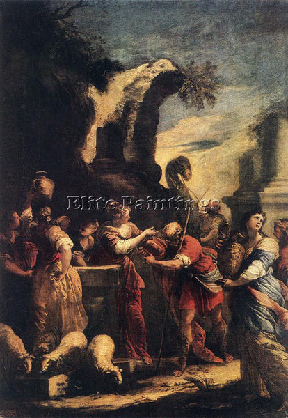 ITALIAN CASTELLO VALERIO REBECCA AT THE WELL ARTIST PAINTING HANDMADE OIL CANVAS