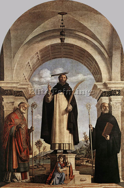 CIMA DA CONEGLIANO ST PETER MARTYR WITH ST NICHOLAS OF BARI ARTIST PAINTING OIL