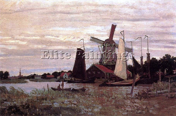 CLAUDE MONET A WINDMILL AT ZAANDAM ARTIST PAINTING REPRODUCTION HANDMADE OIL ART