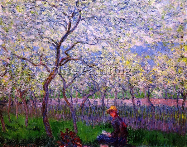 CLAUDE MONET AN ORCHARD IN SPRING ARTIST PAINTING REPRODUCTION HANDMADE OIL DECO