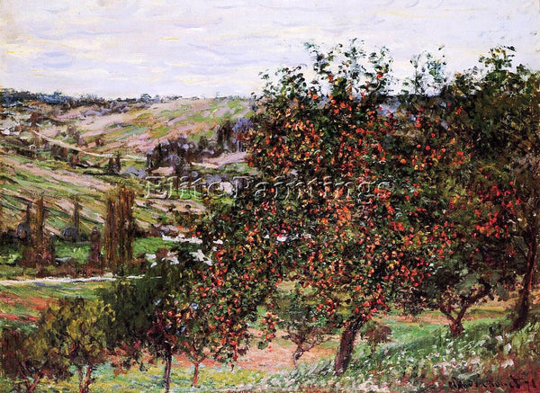 CLAUDE MONET APPLE TREES NEAR VETHEUIL ARTIST PAINTING REPRODUCTION HANDMADE OIL