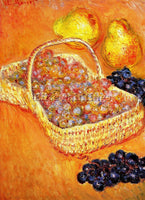 CLAUDE MONET BASKET OF GRAPHES QUINCES AND PEARS ARTIST PAINTING HANDMADE CANVAS