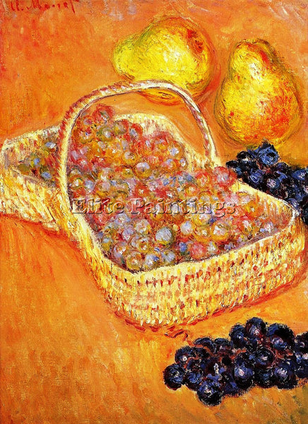 CLAUDE MONET BASKET OF GRAPHES QUINCES AND PEARS ARTIST PAINTING HANDMADE CANVAS