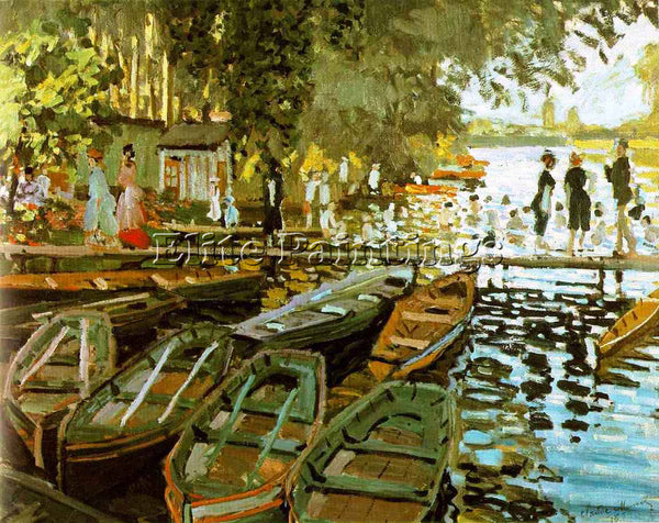 CLAUDE MONET BATHING AT LA GRENOUILLE 1869 ARTIST PAINTING REPRODUCTION HANDMADE