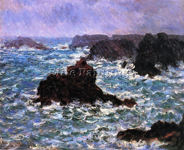 CLAUDE MONET BELLE ILE RAIN EFFECT ARTIST PAINTING REPRODUCTION HANDMADE OIL ART
