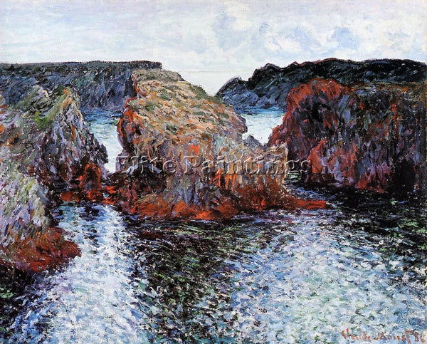 CLAUDE MONET BELLE ILE ROCKS AT PORT GOULPHAR ARTIST PAINTING REPRODUCTION OIL