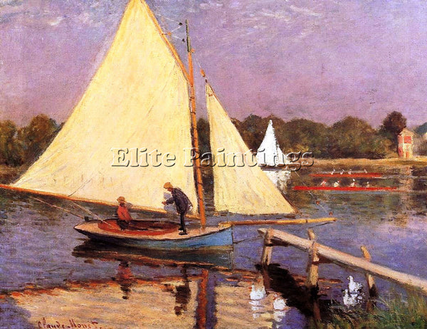 CLAUDE MONET BOATERS AT ARGENTEUIL ARTIST PAINTING REPRODUCTION HANDMADE OIL ART