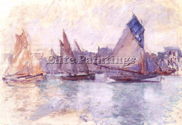 CLAUDE MONET BOATS IN THE PORT OF LE HAVRE ARTIST PAINTING REPRODUCTION HANDMADE