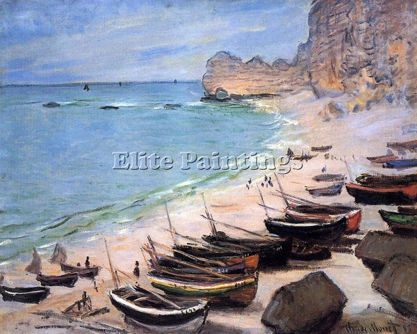 CLAUDE MONET BOATS ON THE BEACH ETRETAT 1 ARTIST PAINTING REPRODUCTION HANDMADE