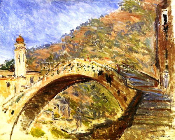 CLAUDE MONET BRIDGE AT DOLCEACQUA ARTIST PAINTING REPRODUCTION HANDMADE OIL DECO